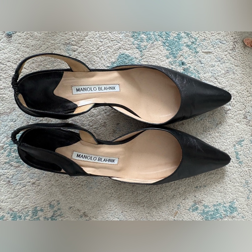 Manolo Blahnik Black Leather Heels